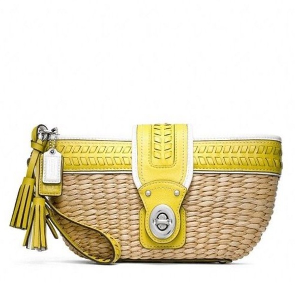 Coach Handbags - “Coach”Turn lock Woven Straw Wristlet Purse